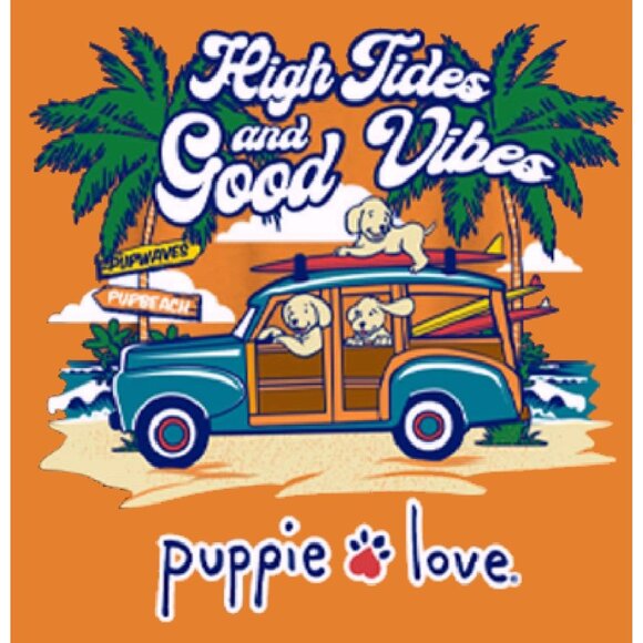Puppie Love Dog High Tides and Good Vibes Short Sleeve T-Shirt - NEW Fast Ship - Picture 3 of 6